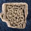 View of fragment of cross arm, Drainie no 9, with circular knot design