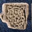 View of fragment of cross arm, Drainie no 9, with circular knot decoration (including scale)