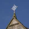 Detail of cross on apex of gable at Ardbeg Baptist Church, Ardbeg Road, Ardbeg, Rothesay, Bute