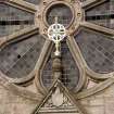 Detail of cross above E entrance of Ardbeg Baptist Church, Ardbeg Road, Ardbeg, Rothesay, Bute