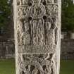 View of front of Pictish cross slab at Elgin Cathedral