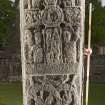 View of front of Pictish cross slab at Elgin Cathedral (with scale)