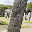 View of front of Pictish cross slab, Mortlach