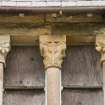 Detail. Capitals and windowheads to first floor of link building, former RSNH Skye Block, taken from S
