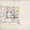 Drawing showing plan of ground floor of Hatton House showing alterations
From a portfolio of drawings titled: 'Hatton House, Alterations for William Whitelaw, Esq.'
