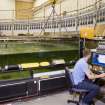 Interior. Curved wave tank building. Curved Wave Tank and Control desk