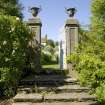 Walled garden.  Gates on south wall from south.