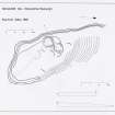 Survey Drawing: Plan of palisaded settlement, showing features within; profile of settlement across double ring-ditch house.