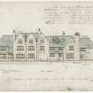 South elevation of Marly Knowe showing proposed front view of house. Signed by  contractors.
Title:  'House of North Berwick for Prof.  Schafer No 5'