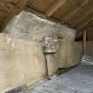 Interior. Attic, view showing temporary corrugated roof and wall head