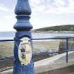 Detail of Victorian lamp standard with town coat of arms on Argyle Place, Rothesay, Bute