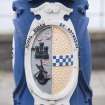 Detail of town coat of arms on Victorian lamp standard on Argyle Place, Rothesay, Bute