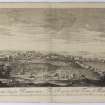 Pl.18 Hamilton, general view. Copy of copper plate engraving titled 'Prospectus Oppidi Hamiltoniae. The Prospect of the Town of Hamilton. This plate is most humbly inscribed to Her Grace ye Dutchess of Hamilton & Brandon etc. Sole daughter and heir to Digby, Lord Gerrard of Gerrards Bromley in the County of Stafford.'