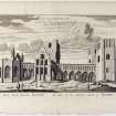 Pl.37 (Loose print) Elgin Cathedral. Copy of cop[per plate engraving titled 'Rudera Templi Cathedralis Elgini. The ruins of the Cathedrall Church of Elgin.'