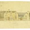 Sketch of South Elevation showing proposed modifications for  Marly Knowe, North Berwick. 
Title 'House - North Berwick for Professer Schafer Sketch Elevation'
