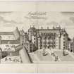 Pl.58 Lauder Castle (Thirlestane Castle) Copy of copper plate engraving titled 'Lauder Castle. This plate is most humbly inscribed to the Right Honble. Charles, Earl of Lauderdale.'
