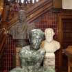 Interior. Ground floor. Detail of busts in stair hall.