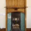 Interior. First floor. Detail of fireplace in librarian's office.