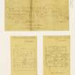 Hill Church of Rosehearty Manse.
Three drawings showing first and attic floor plans of church manse and plan of steading.