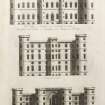 West, East and side Elevations of Douglas Castle.
Taken from W Adam, Vitruvius Scoticus, 1812, Plate 136
