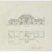 Survey drawing; South-West elevation and ground floor plan, Turnalt House.