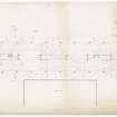 Floor plan showing layout of  lecture theatres, laboratory and lavatories for Edinburgh University’s Faculties of Arts and Social Sciences, , Adam Ferguson Building.  Includes list of architectural revisions. 
Title: ' Block D, Podium Plan Finishes'
