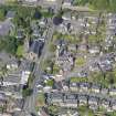 Oblique aerial view of Alloa West Church and St Mungo's Parish Church, taken from the E.