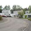 Street view showing detached housing arranged around a circle at 43-47 Green Tree Lane, Bo'ness. This photograph was taken as part of the Bo'ness Urban Survey to illustrate the character of the Kinneil Area of Townscape Character.