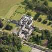 Oblique aerial view of Keir House and gardens, taken from the NNW.