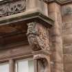 Detail of stone carving on balcony support of Arthurstone Terrace Public Library, Dundee, taken from the SE.