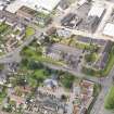 Oblique aerial view of Larbert East Church, taken from the NE.