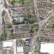 Oblique aerial view of Larbert East Church, taken from the WSW.