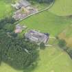 Oblique aerial view of Halleaths Stables, taken from the SE.