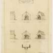 Sketch designs for porch of Crawfordjohn Parish Church.