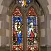 Interior. Lady chapel. Stained glass window. Detail