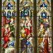 Interior. Nave. Stained glass window. Detail
