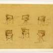 Drawings of 6 chair designs for Hamilton Municipal Buildings.