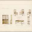 Drawings of furniture for Provost's Room in Hamilton Municipal Buildings.