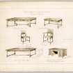 Drawings of furniture for Town Clerk's & Chamberlain's Private Rooms in Hamilton Municipal Buildings.
