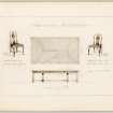 Drawings of furniture for Small Committee Room in Hamilton Municipal Buildings.