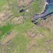 Oblique aerial view of the remains of Sean Bhaile, Muck, taken from the WNW.