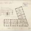 Upper floor plan and elevations showing shop frontage's at The Blantyre Co-Operative Society