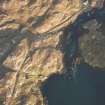 Oblique aerial view of the remains of the eastern end of the township of Manish including the possible remains of a horizontal mill, the remains of the western end of the township of Ardslave and the nearby remains of dykes and lazy beds, Harris, taken from the W.