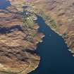General oblique aerial view of the remains of the township, dam and water management system at Eishken, Loch Eisgen, Lewis, taken from the S.
