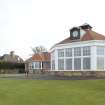 View of the smoking room extension to Muirfield clubhouse, with the player's locker room bay window beyond, taken from north west.