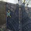 Detail of pedestrian gate within the entrance gates of Muirfield golf course.