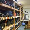 Interior. View of the shoe room adjacent to the men's locker room in Muirfield golf course.