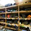 Interior. View of the shoe room adjacent to the men's locker room in Muirfield golf course.