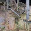 View from west of mine incline pulley wheels. These were part of the mechaism that hauled the clay from the mine upto the clay distribution area, whence it was sent for milling and screening.