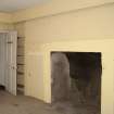 Interior. Basement, view from northeast showing fireplace